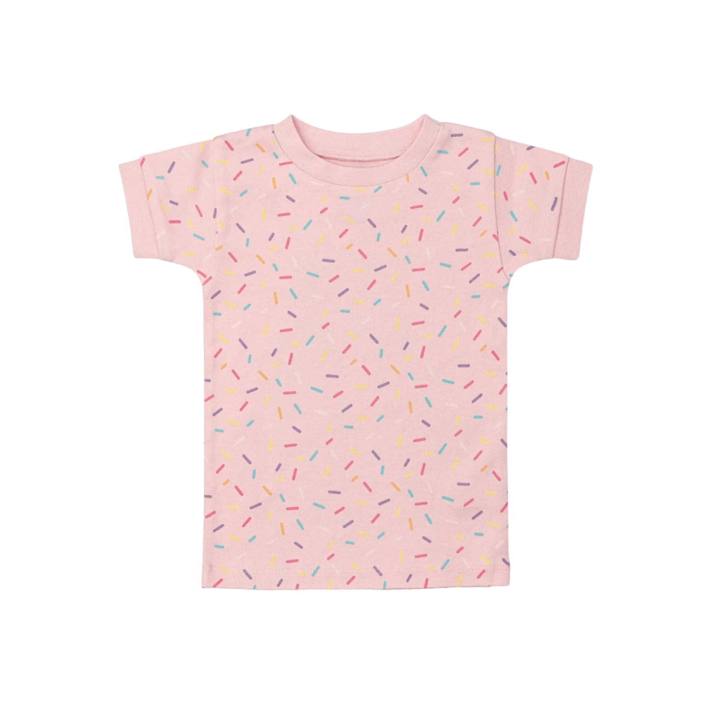 Organic Short Sleeve Two-Piece Toddler Pajama Set - Colorful Sprinkles