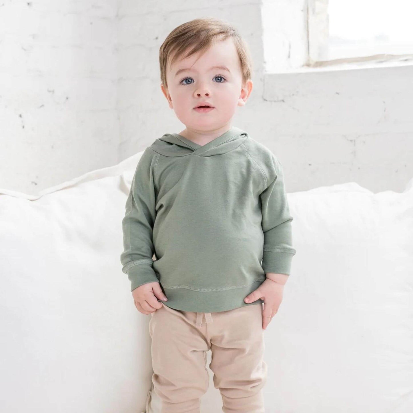 Organic Kid Hooded Pullover Sweatshirt - Thyme