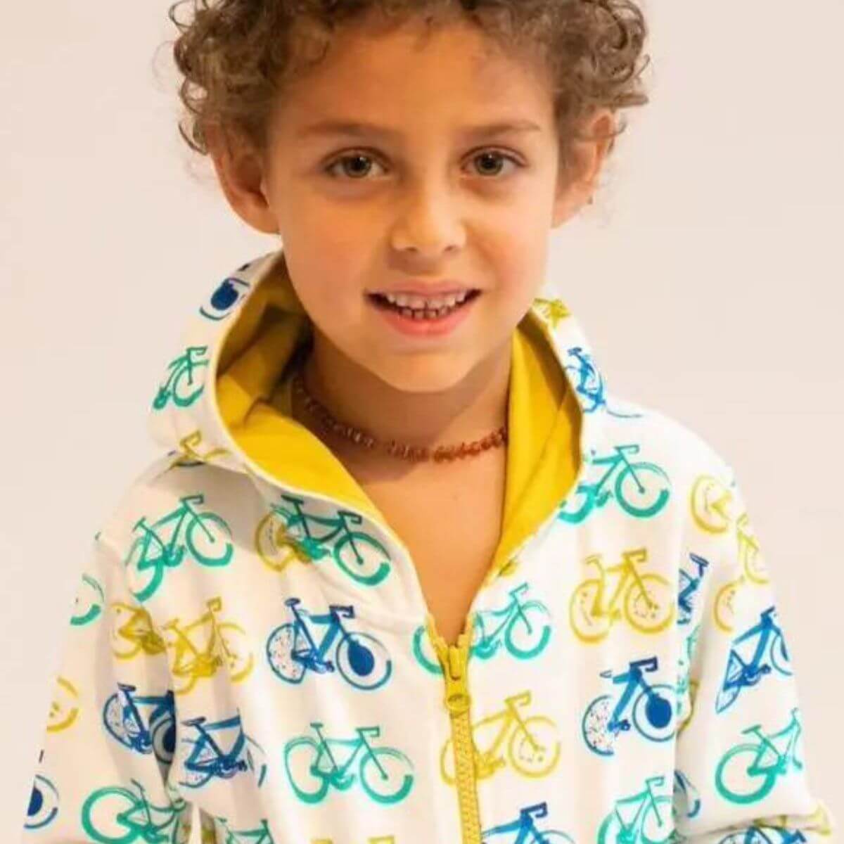 Organic Cotton Toddler & Kid Zip Hoodie - Bicycles