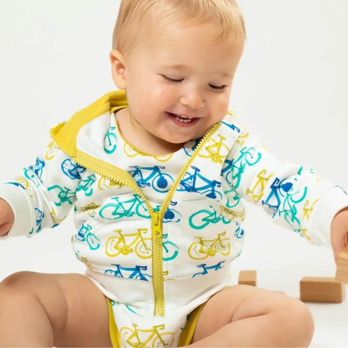 Organic Cotton Toddler & Kid Zip Hoodie - Bicycles