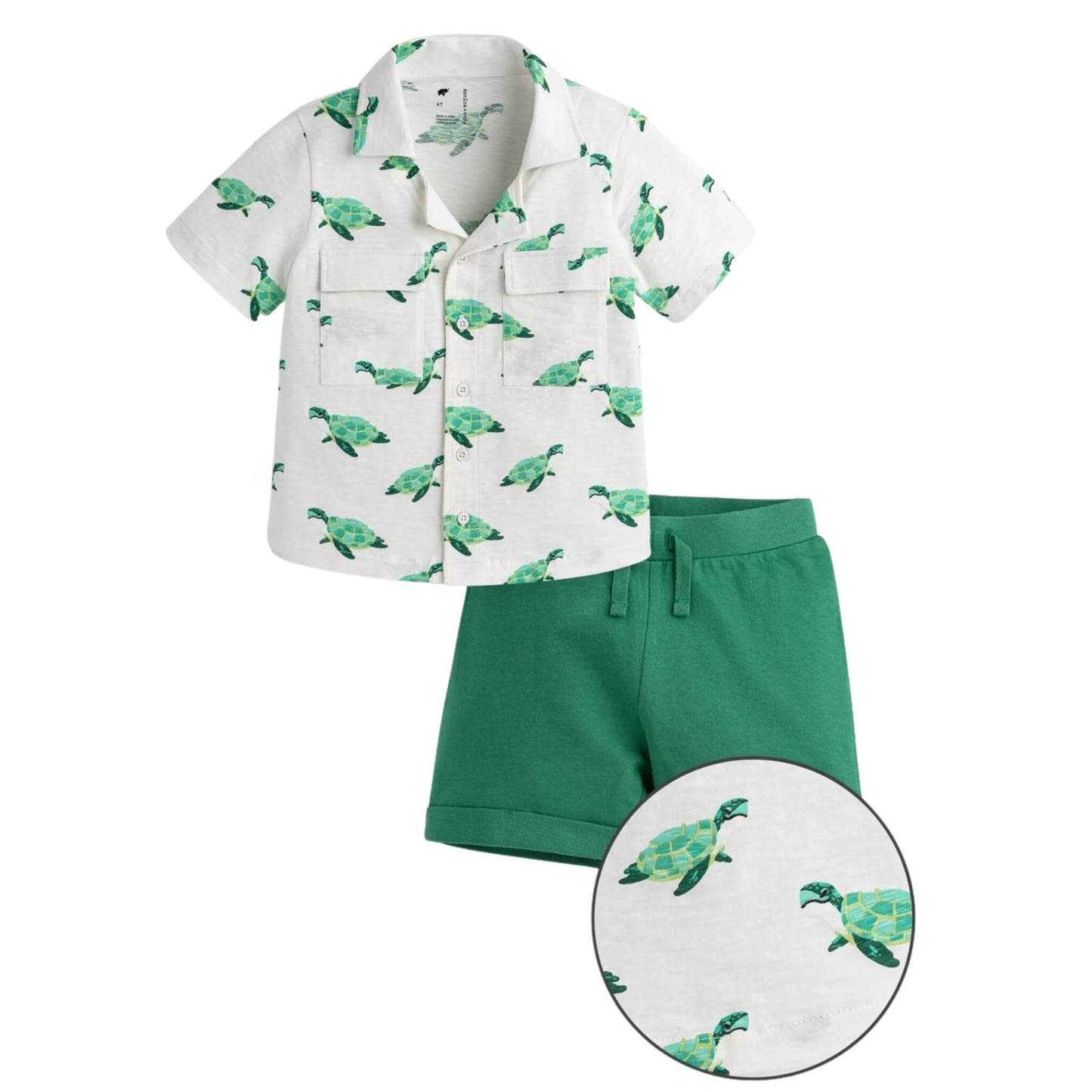 Organic Toddler & Kid Boys Summer Shirt and Short Set - Sea Turtles