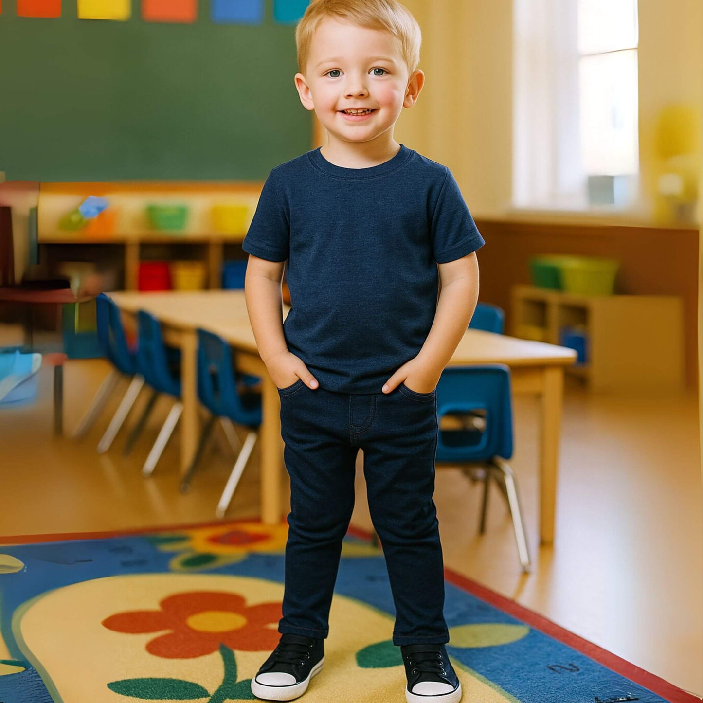 Organic Toddler & Kid Brooklyn Skinnies Sweatpants - Navy