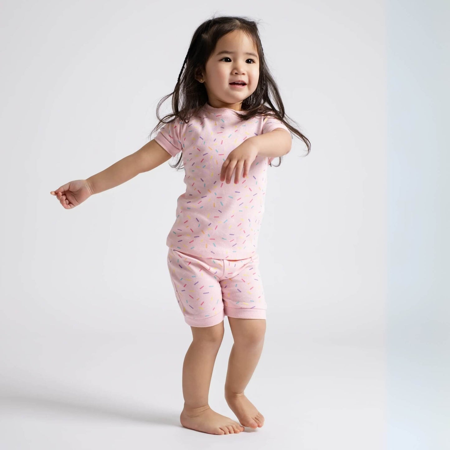 Organic Toddler & Kid Pajama Tee and Short Set - Colorful Sprinkles