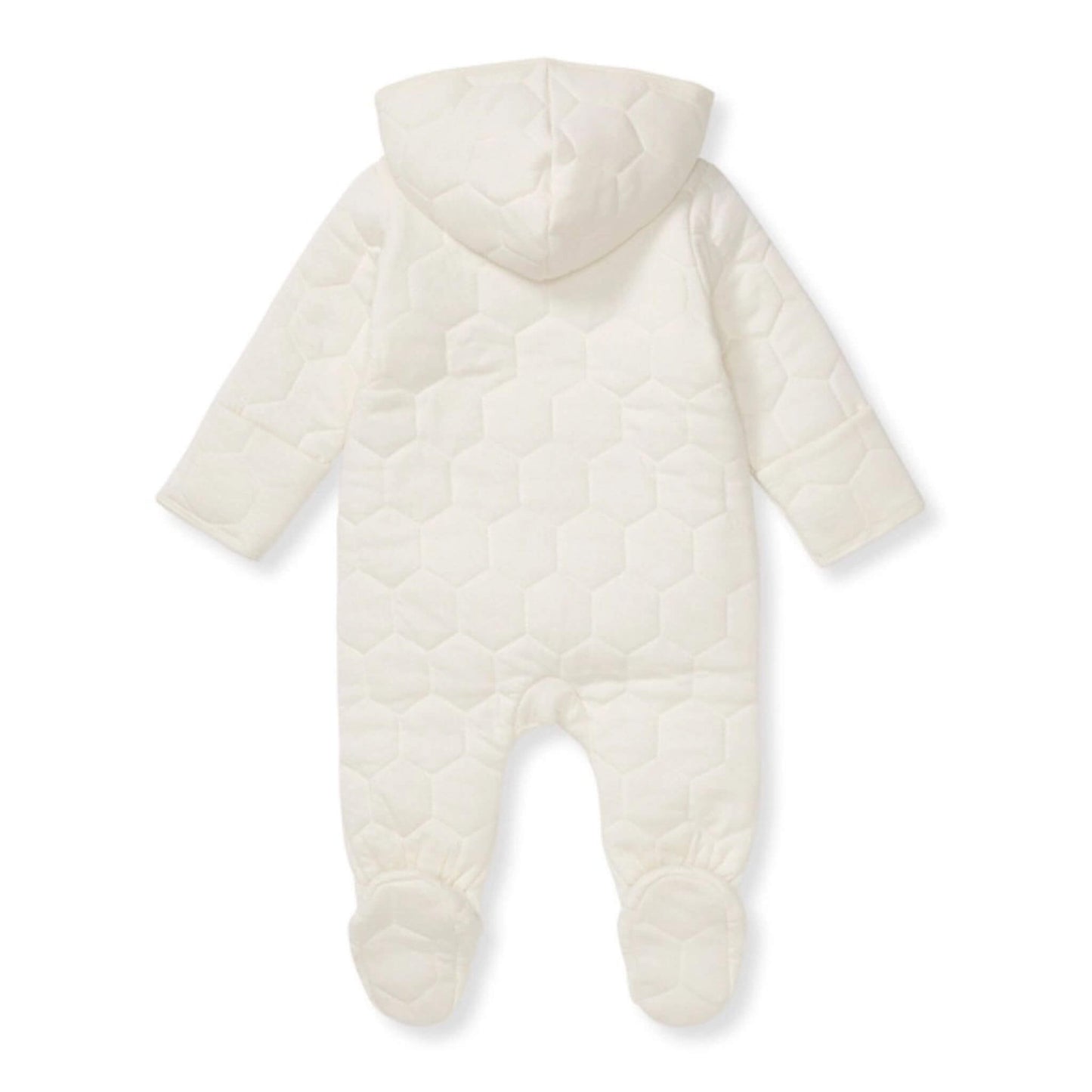 Organic Honeycomb Quilted Baby Zipsuit - Frost White
