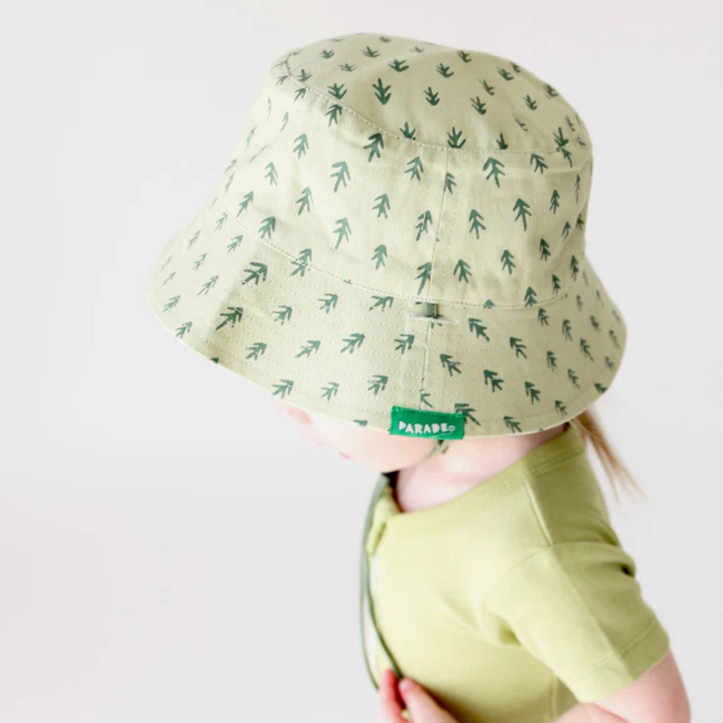 Reversible Organic Baby & Toddler Bucket Hat - Trees and Camper Green