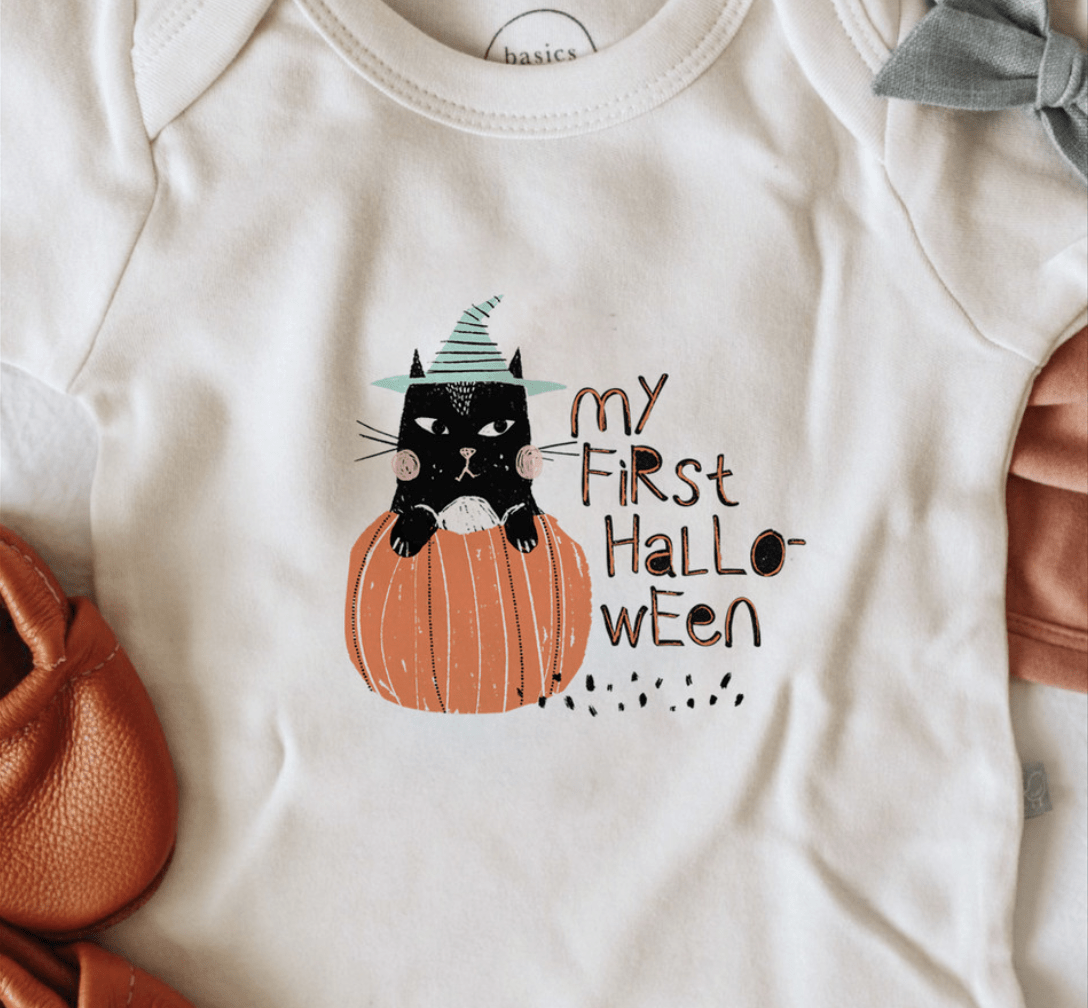 Organic Baby Graphic Bodysuit - My First Halloween Cat