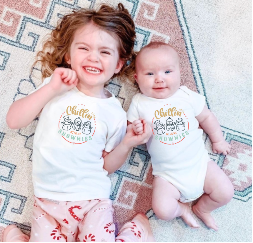 Organic Baby Graphic Bodysuit - Chillin with My Snowmies