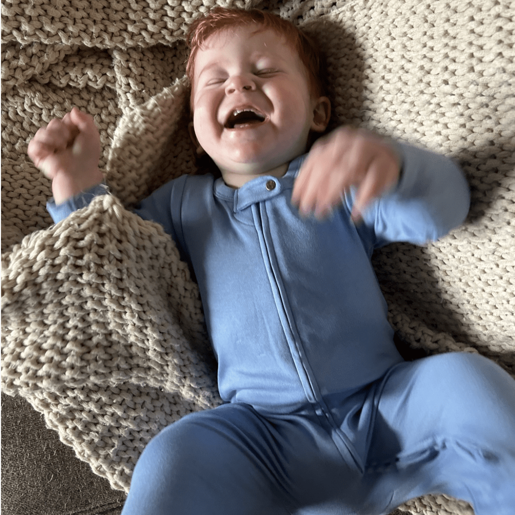 Organic Baby Footed Sleeper - Periwinkle Blue