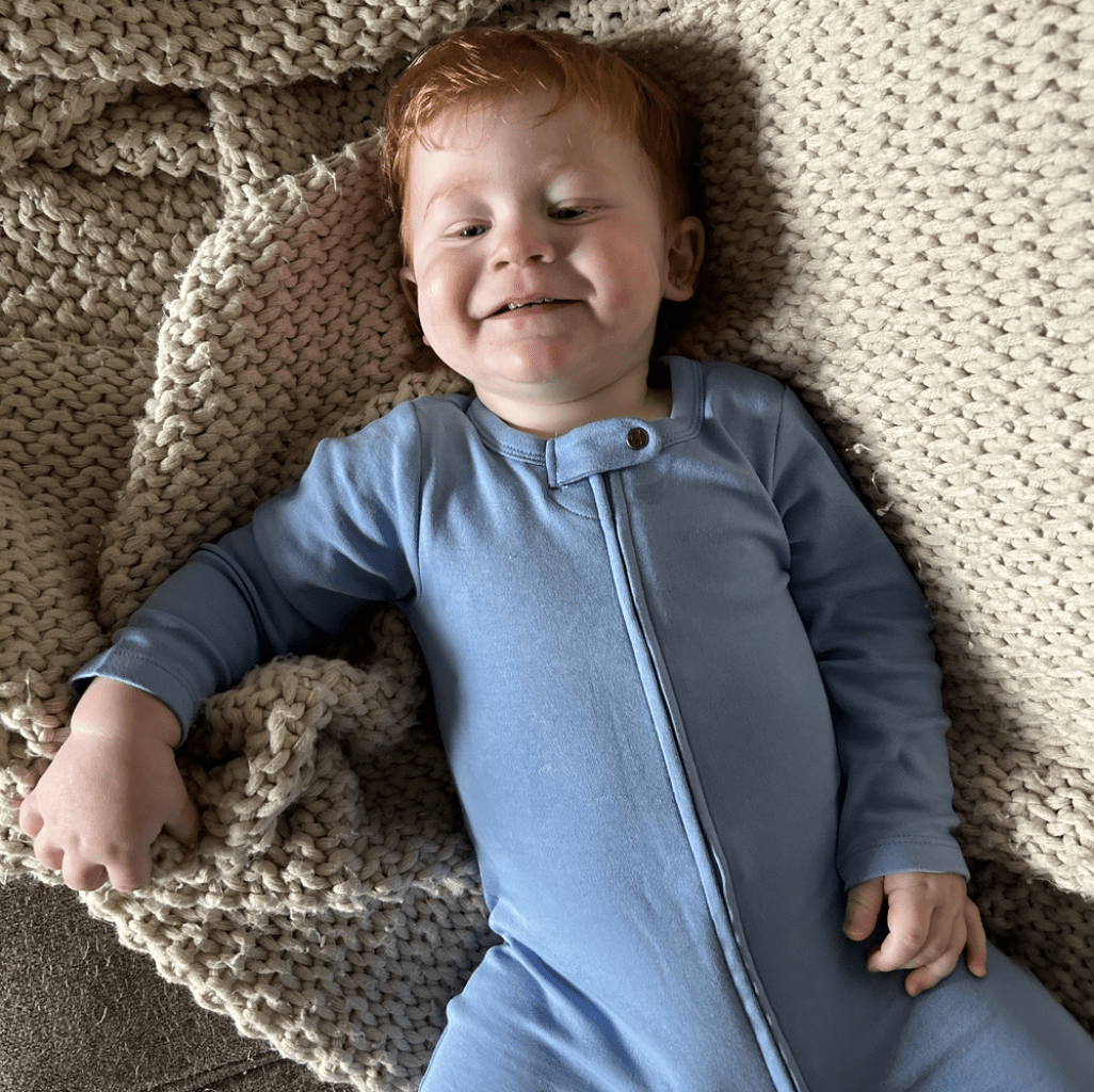 Organic Baby Footed Sleeper - Periwinkle Blue