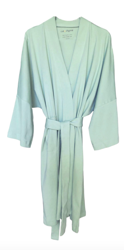 Women's Organic Robe - Solid Desert Green