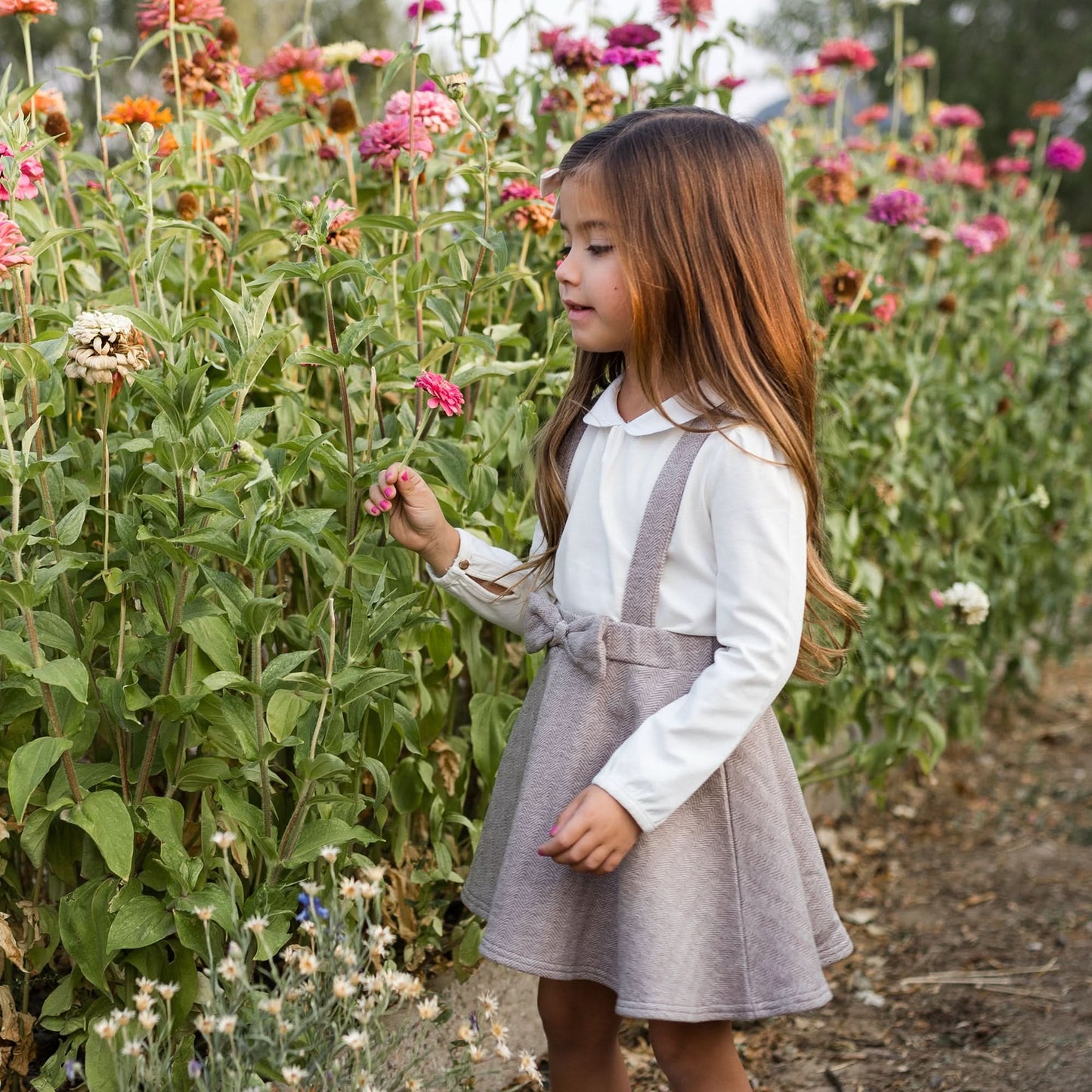 Baby Girl Organic Knit Top with Woven Collar