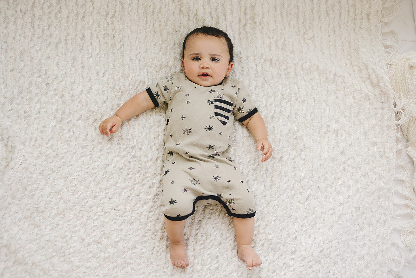 Organic Short Sleeve Baby Romper - Cosmic Stars