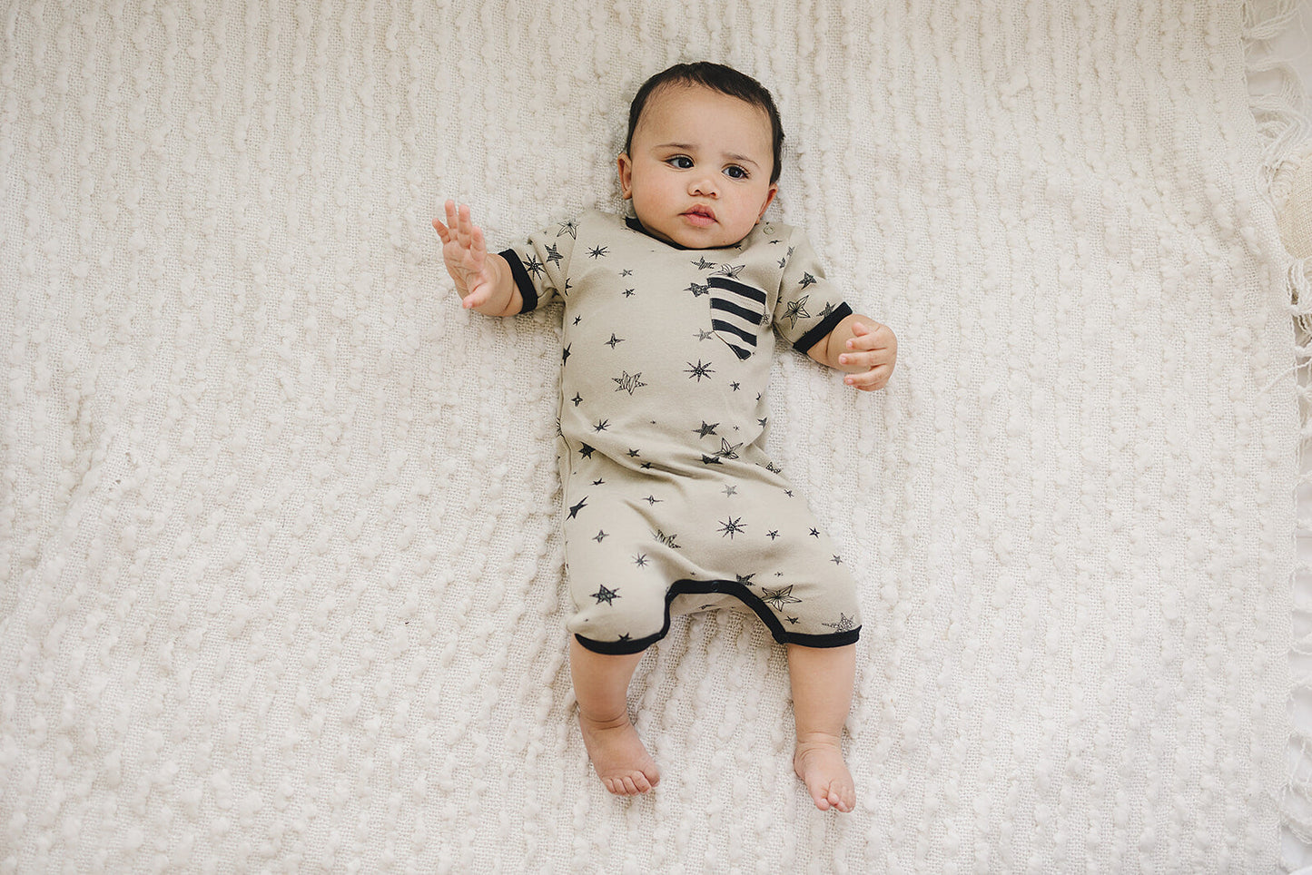 Organic Short Sleeve Baby Romper - Cosmic Stars
