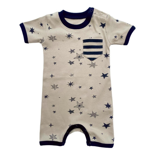 Organic Short Sleeve Baby Romper - Cosmic Stars