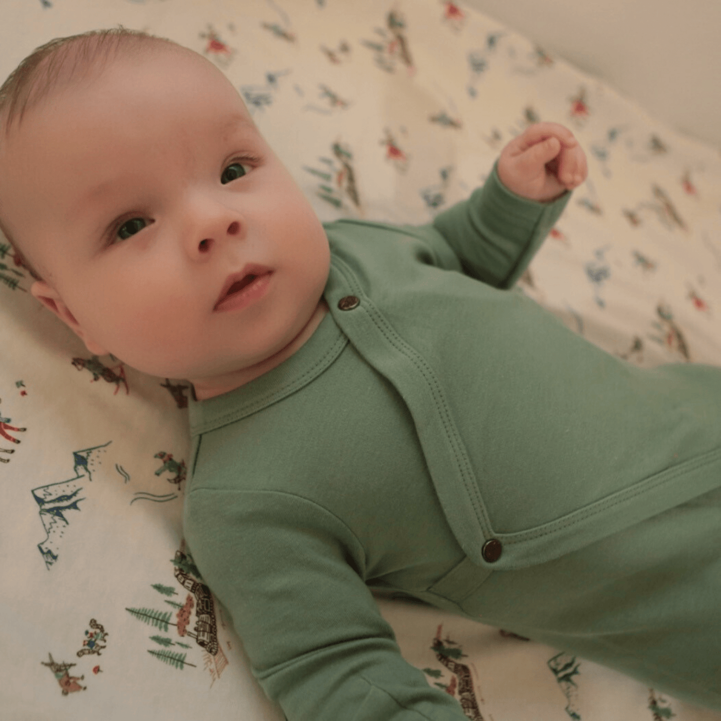 Organic Baby Footed Sleeper - Basil Green