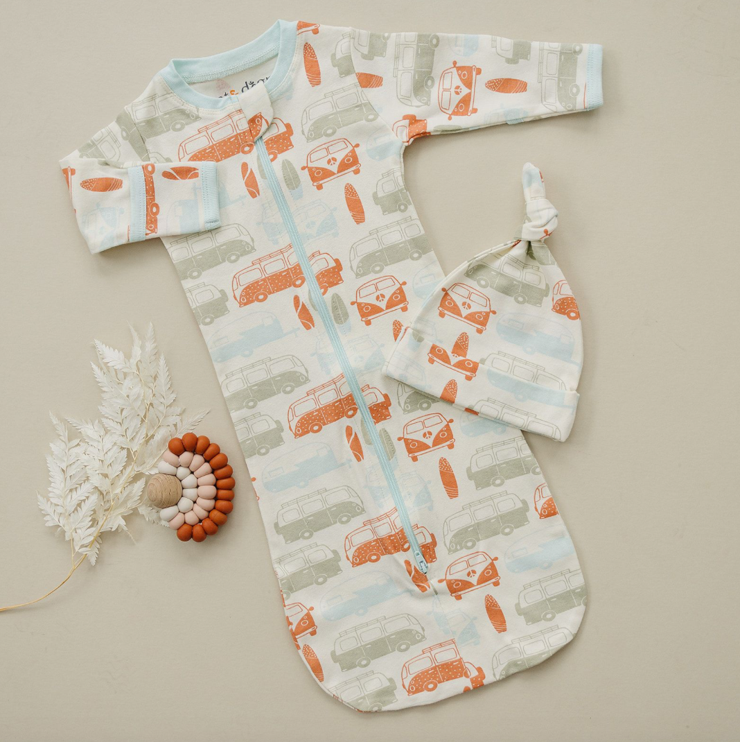 Organic Cotton Baby Sleepsack - Vintage Buses