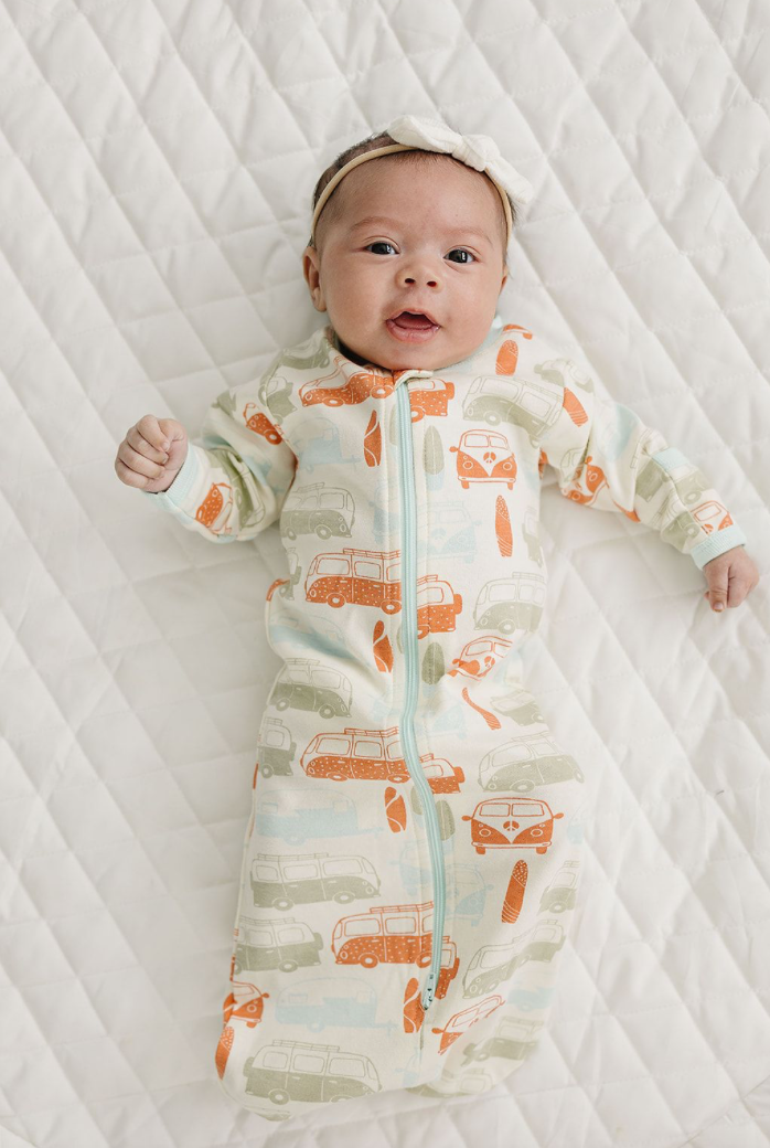Organic Cotton Baby Sleepsack - Vintage Buses