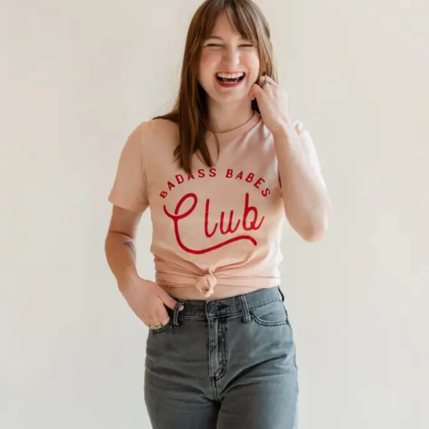 Women's Badass Babes Club Graphic Tee - Peach