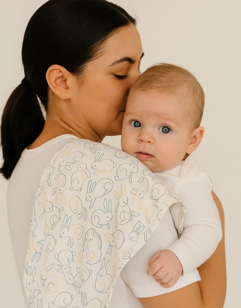 Organic Baby Burp Cloth - Bunnies