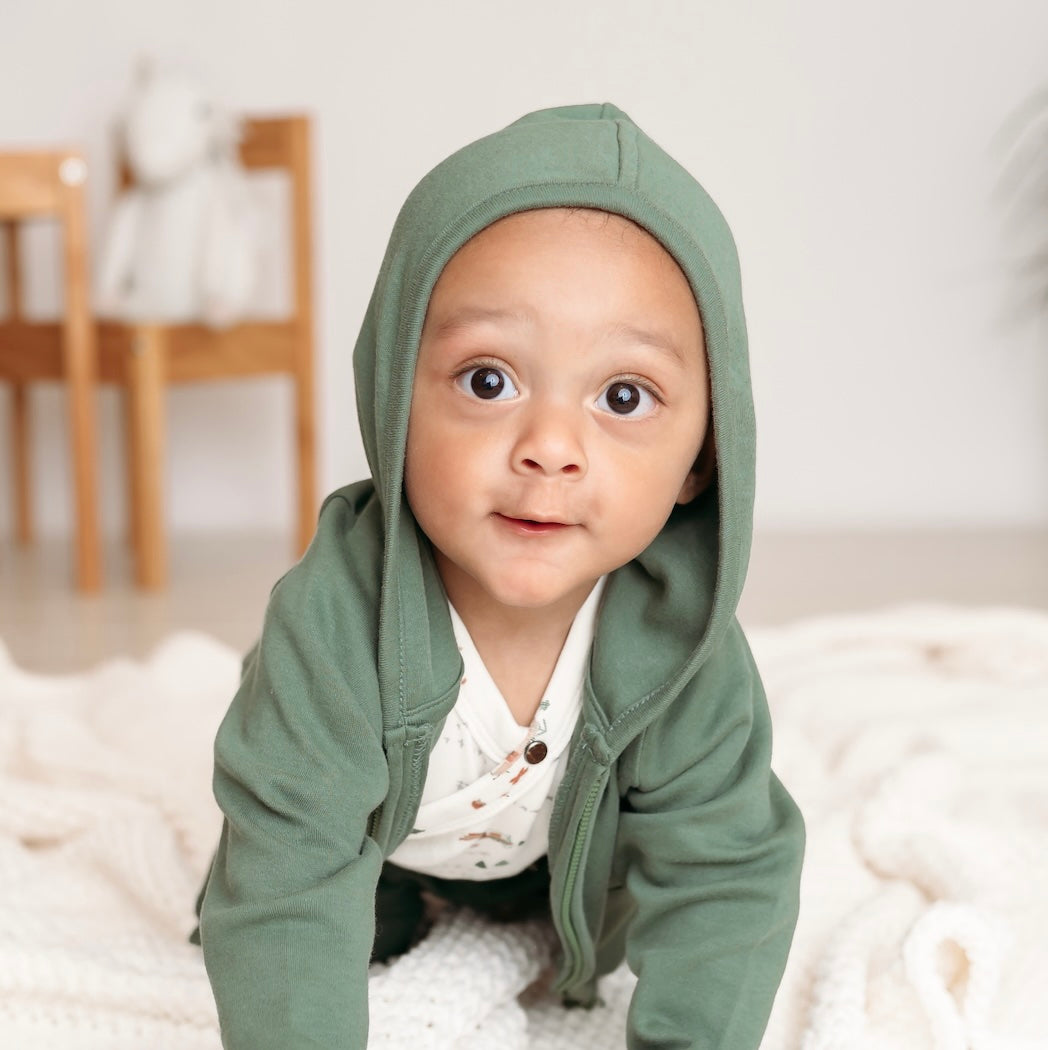 Organic Baby & Toddler Hoodie - Basil Green