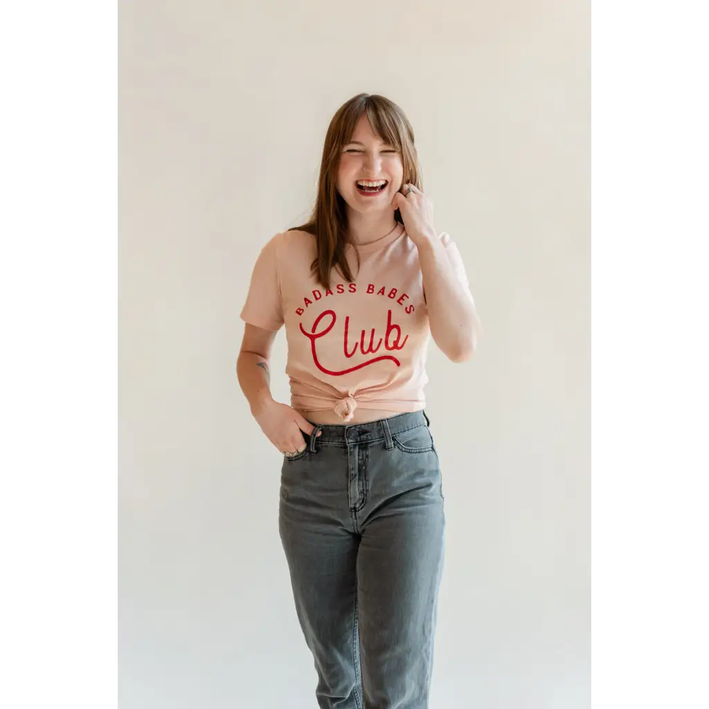 Women's Badass Babes Club Graphic Tee - Peach