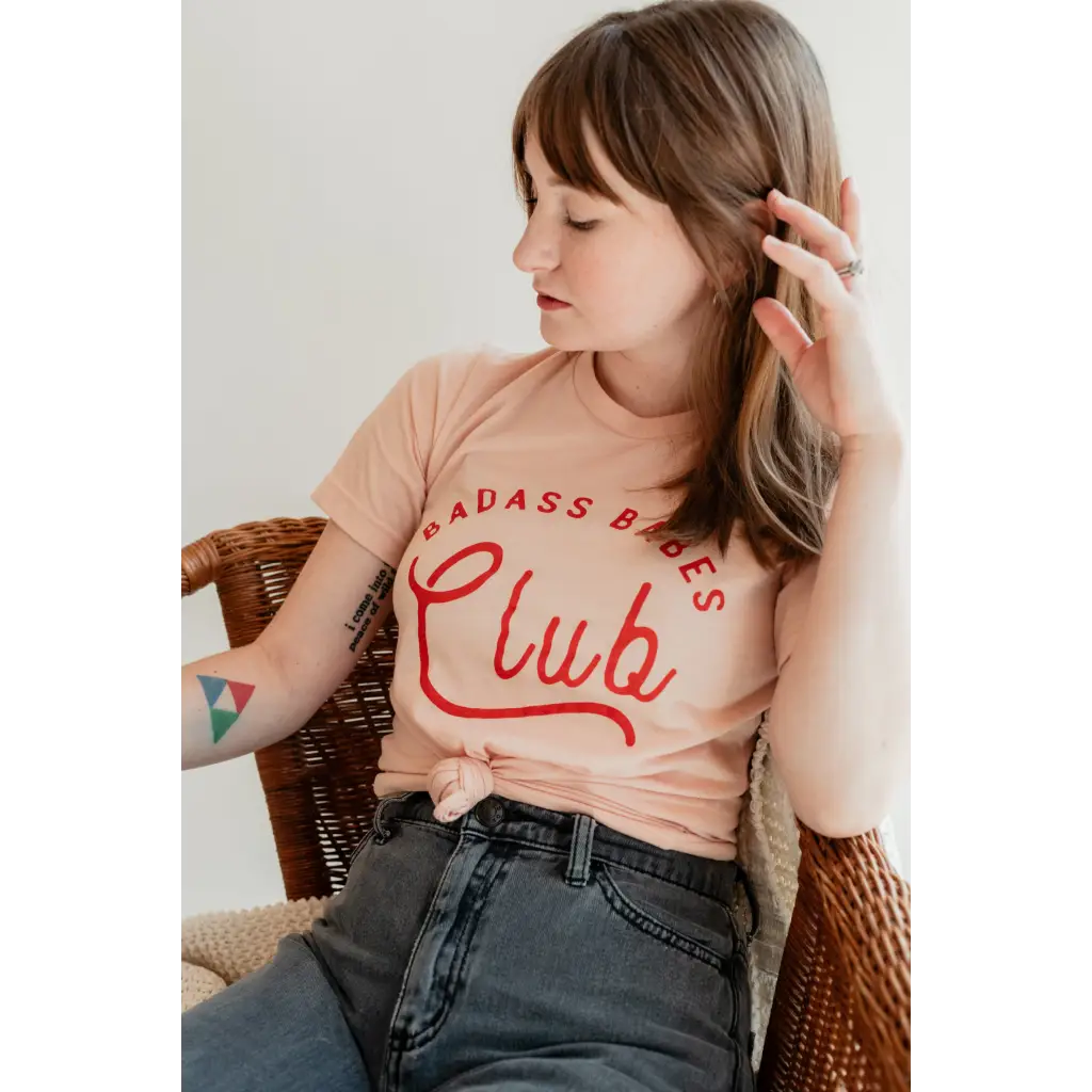 Women's Badass Babes Club Graphic Tee - Peach