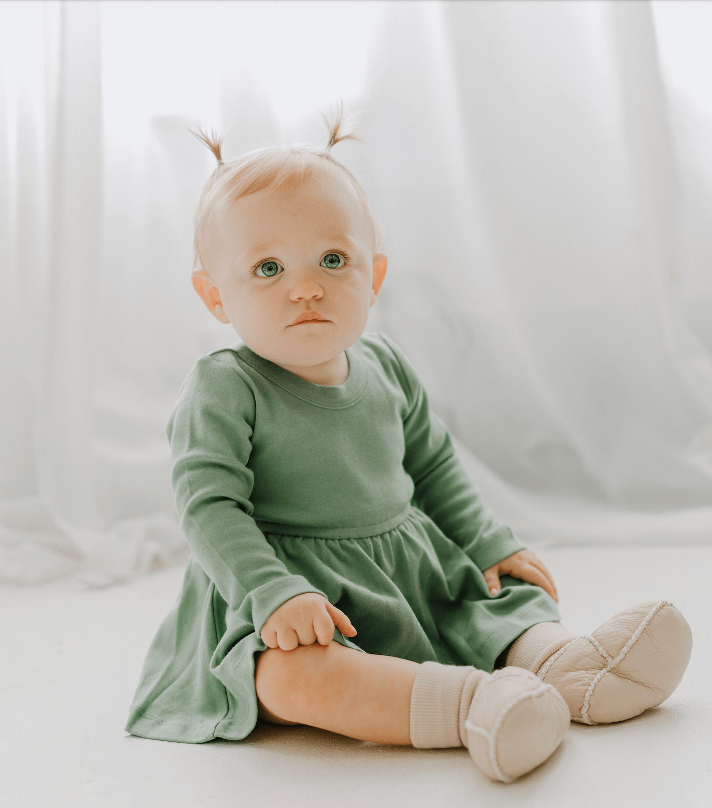 Organic Baby & Toddler Girl Twirl Dress - Basil Green