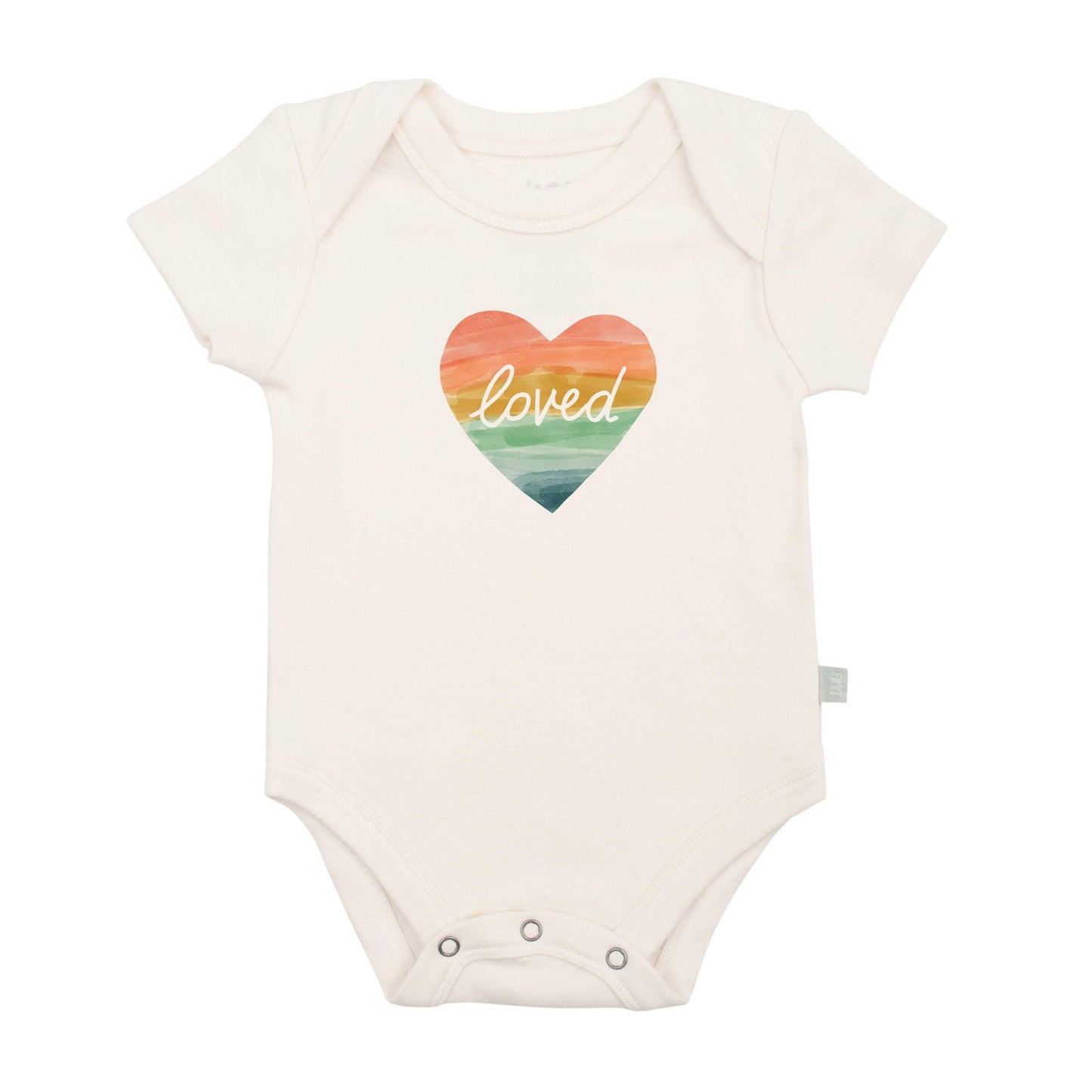 Organic Graphic Baby Bodysuit - Loved Rainbow Heart