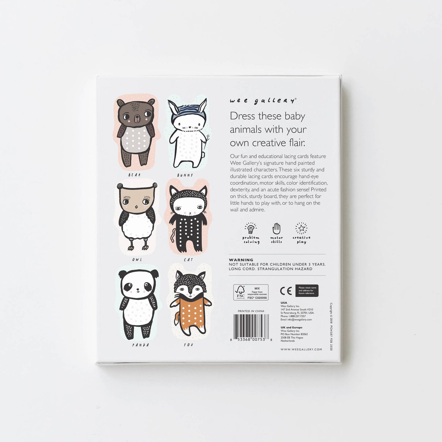 Toddler Lacing Cards Activity Set - Baby Animals