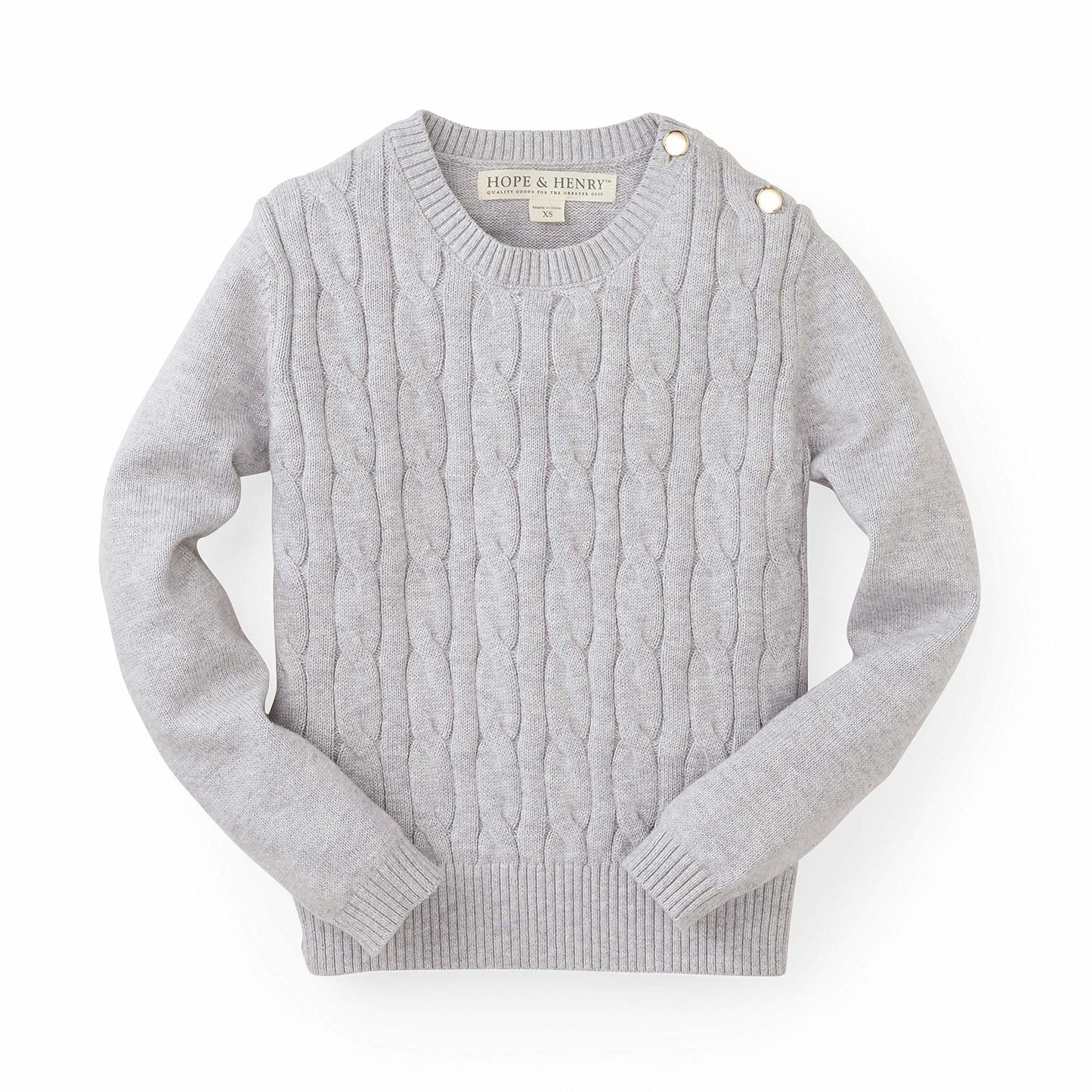 Baby Girl Cable Front Sweater - Gray