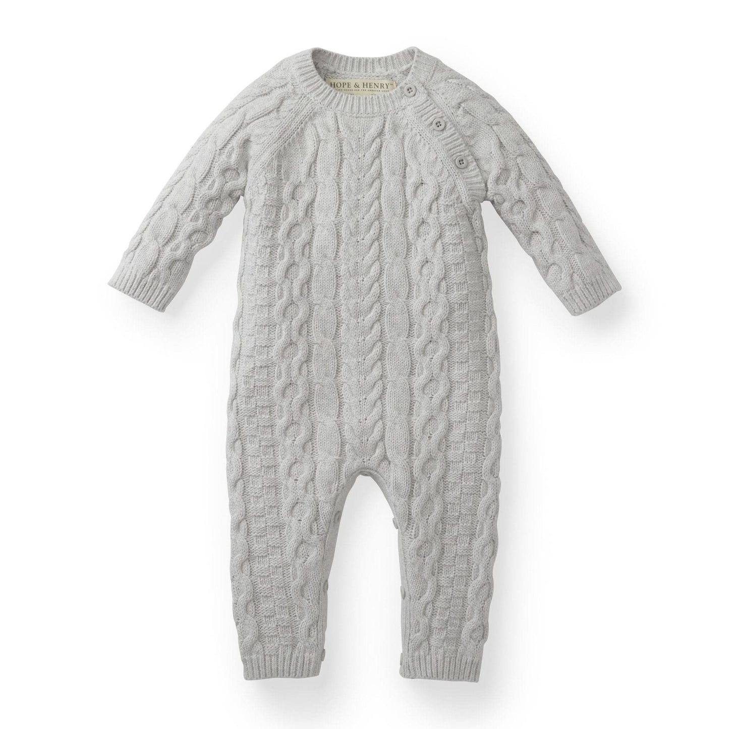 Organic Baby Boy Cable Knit Sweater Romper