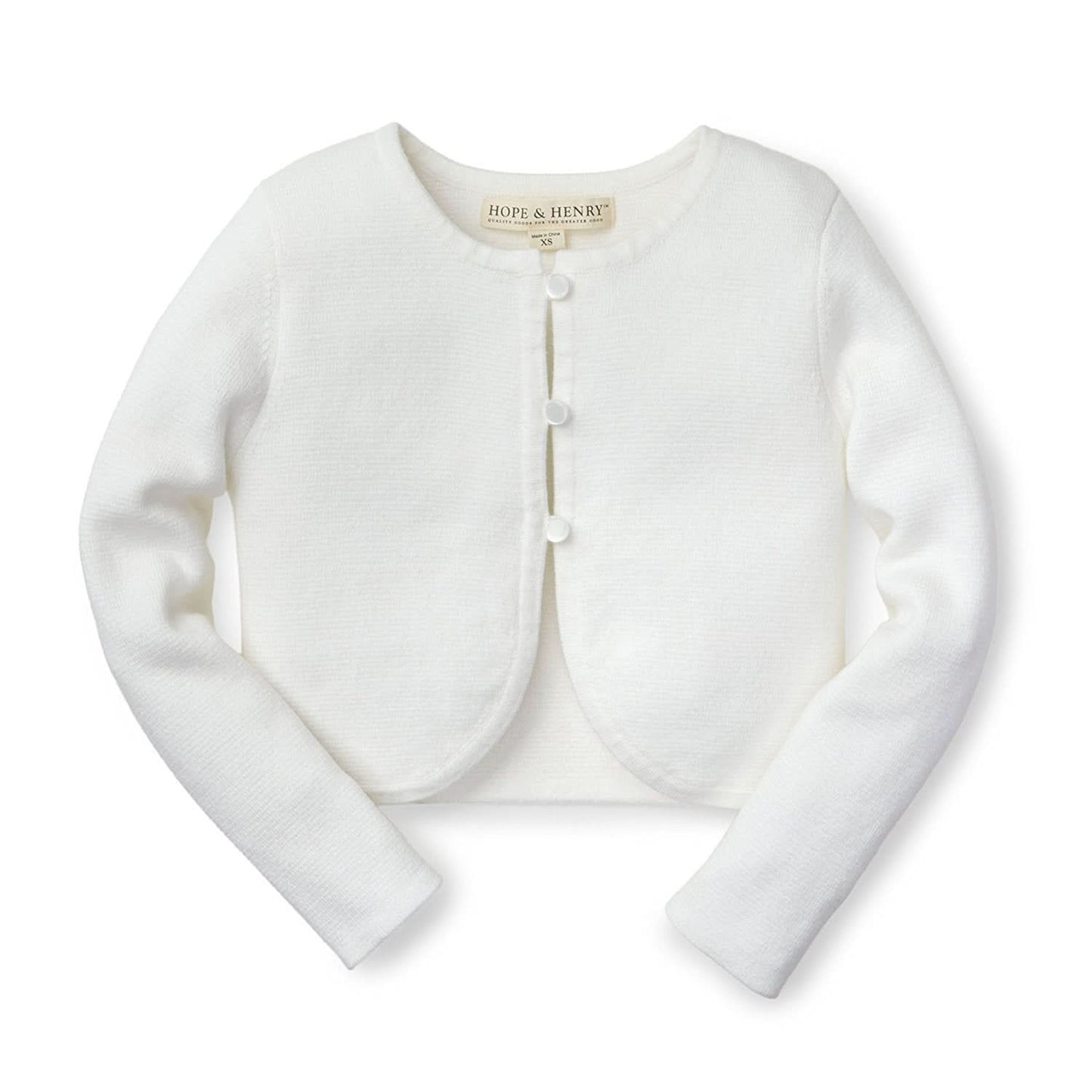 Organic Baby Girl Cropped Curved Hem Cardigan - White