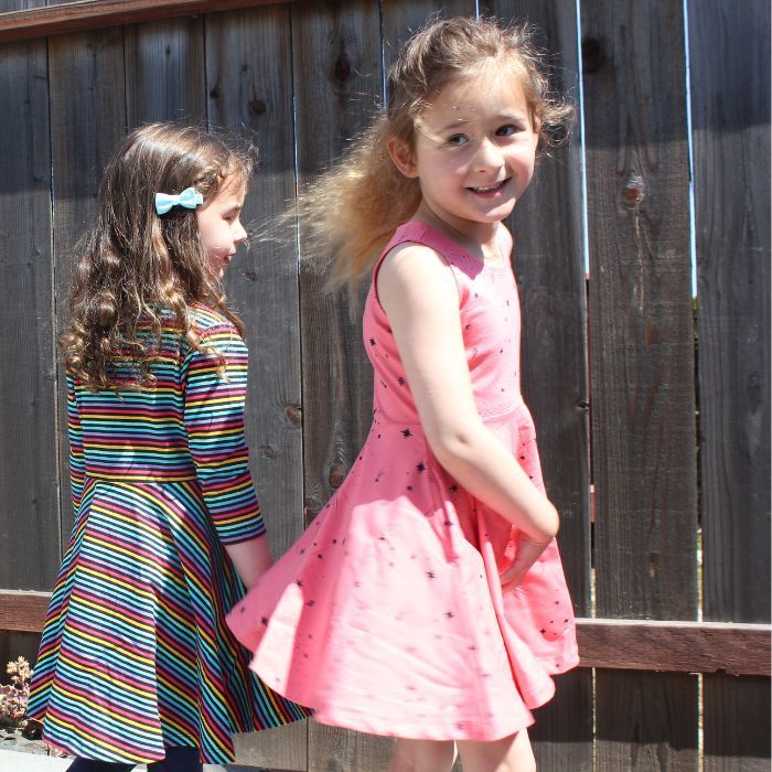 Organic Toddler Dress - Coral Shooting Star