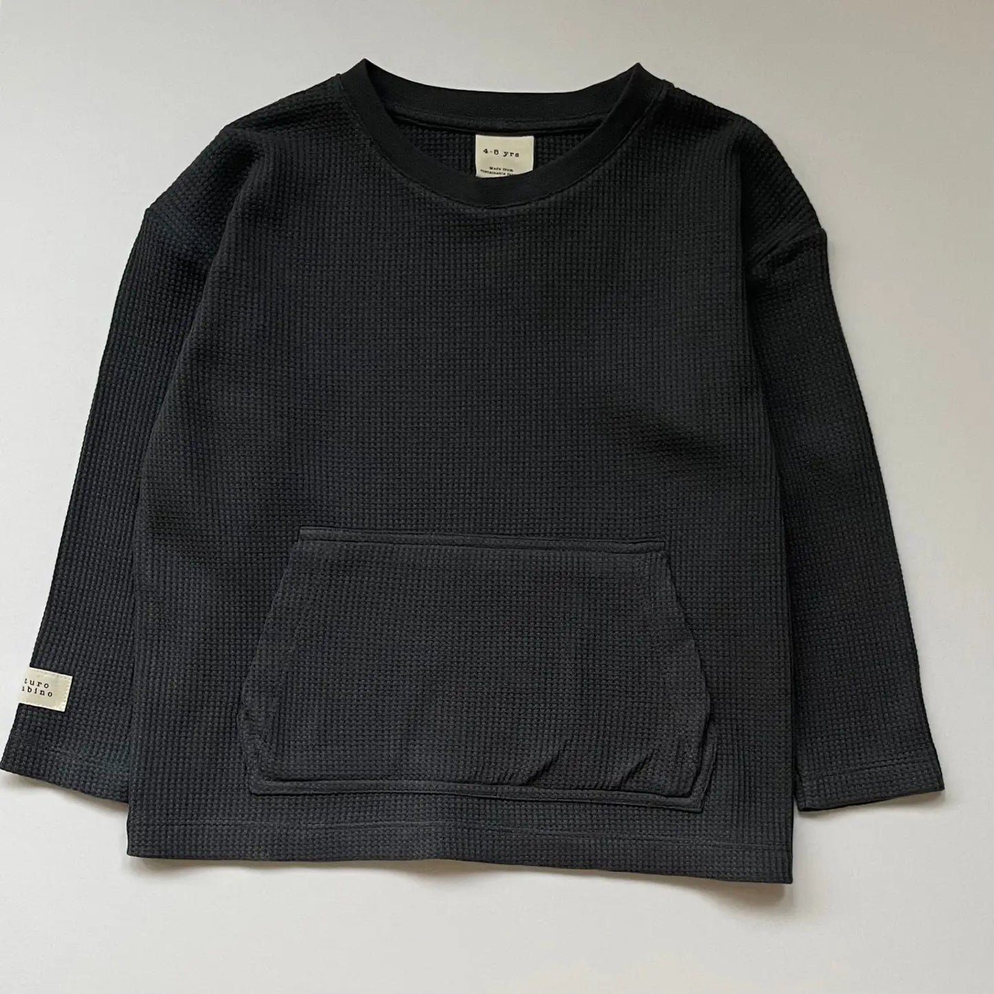 Organic Toddler Waffle Top - Charcoal