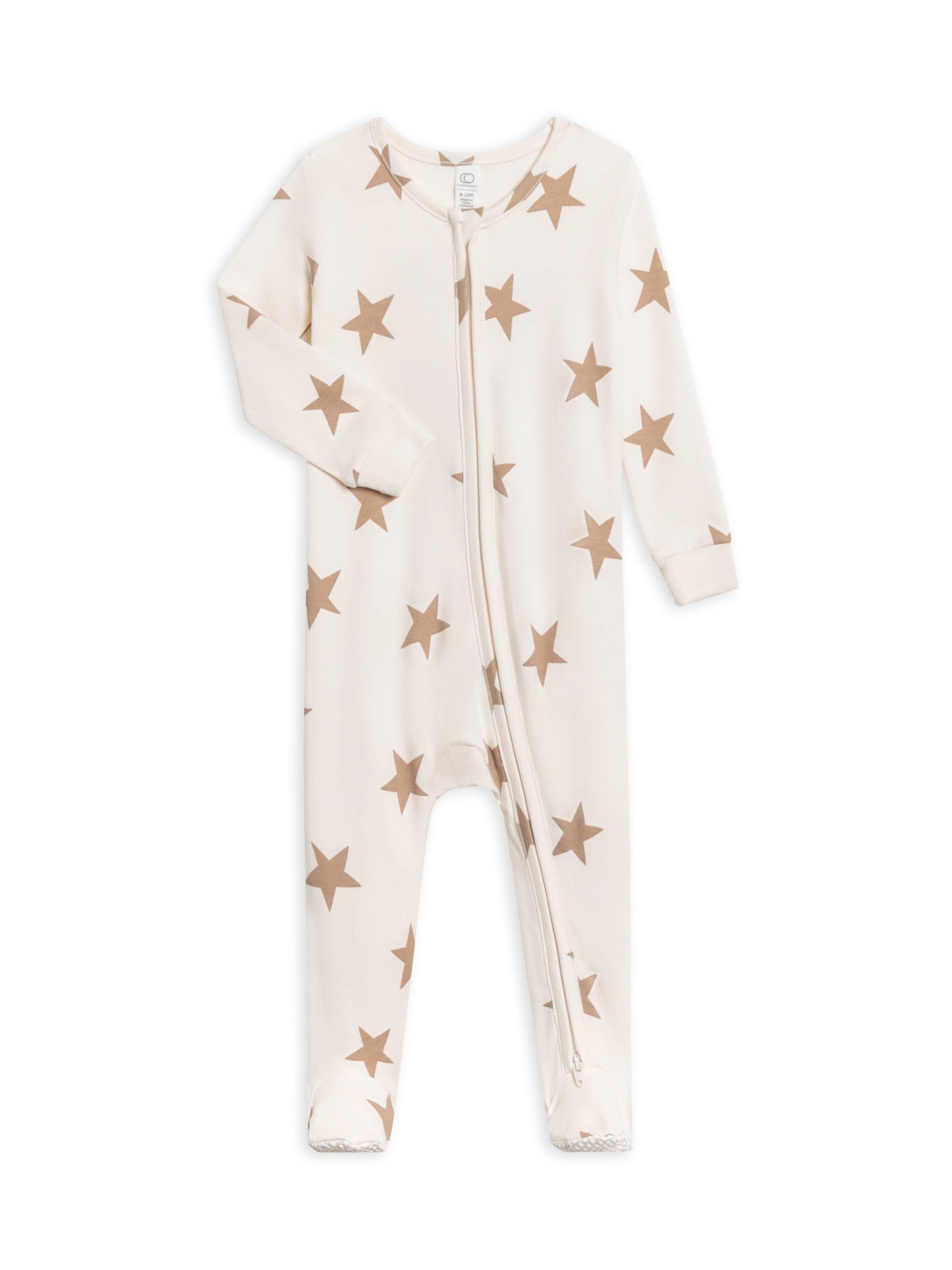 Organic Baby Peyton Footed Sleeper - Star / Truffle
