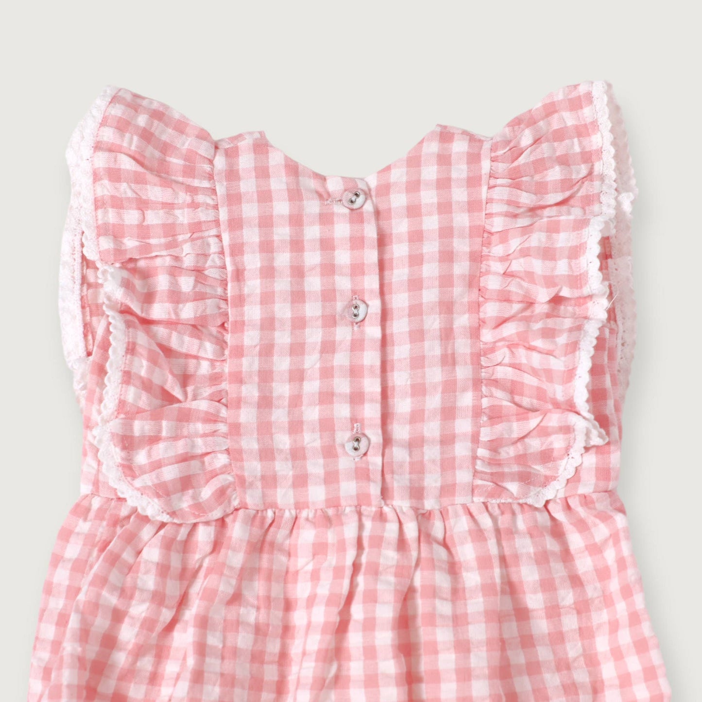 Organic Baby Romper - Seersucker Gingham Pink