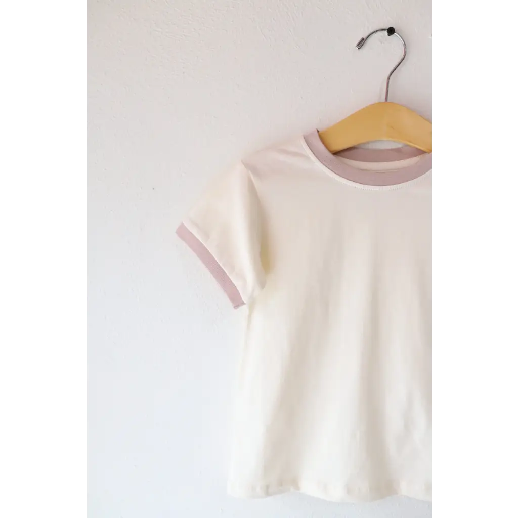 Organic Toddler & Kids Everyday Ringer Tee - Fawn Pink