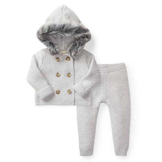Baby Faux Fur Hooded Sweater Set