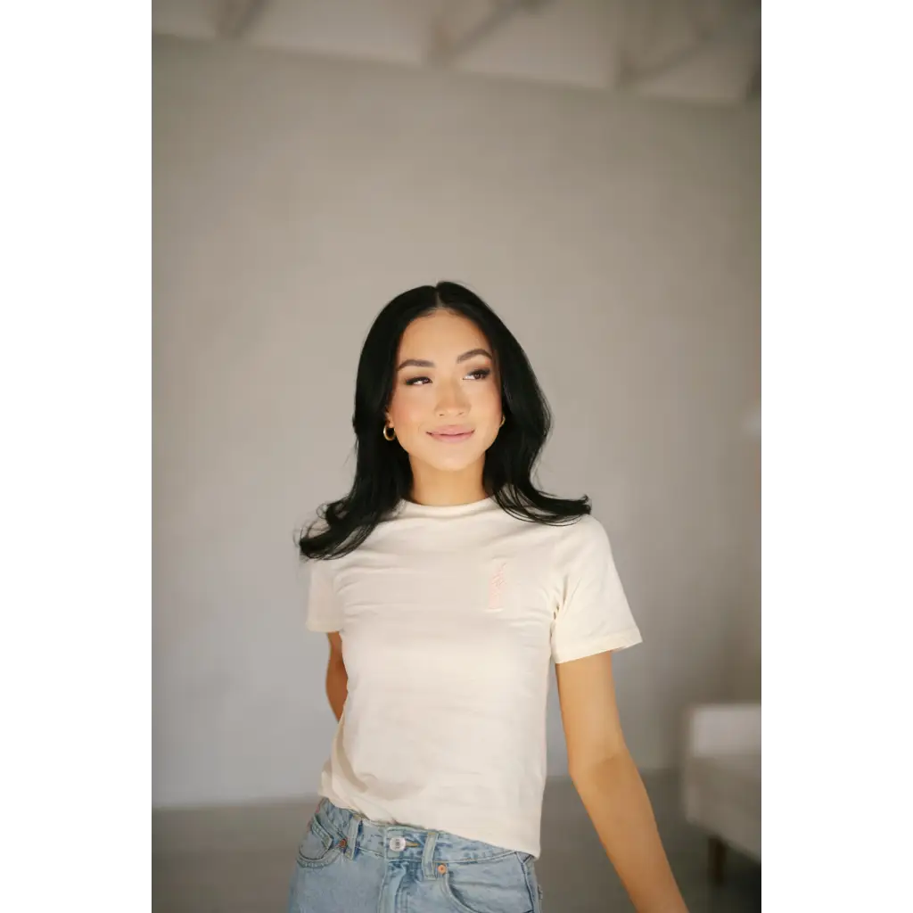 Organic Adults Good Vibes Embroidered Peace T-Shirt