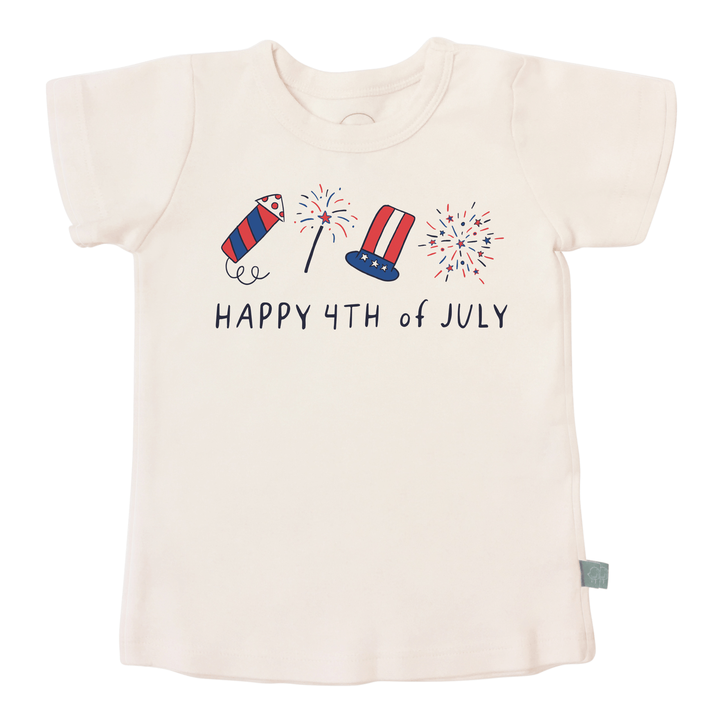 Organic Toddler Graphic Tee - Happy 4th of July Rocket