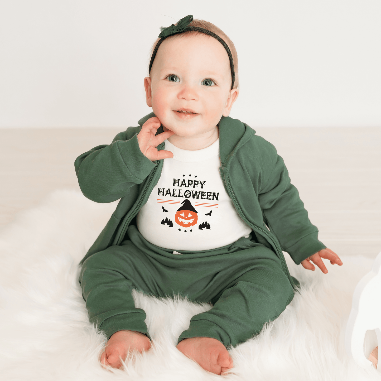 Organic Graphic Baby Bodysuit - Halloween Pumpkin