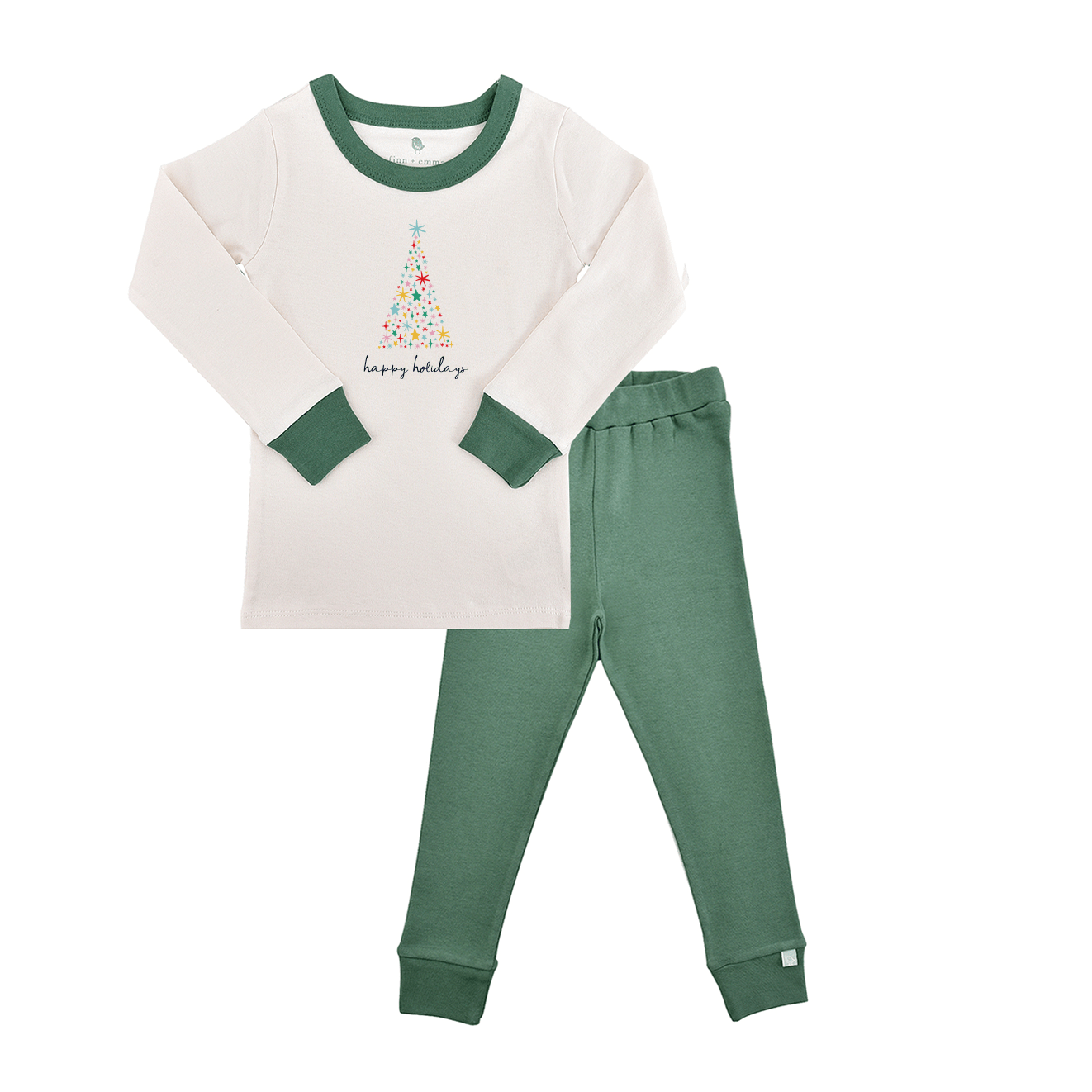 Organic Baby & Toddler Pajamas - Happy Holidays - Pine Green