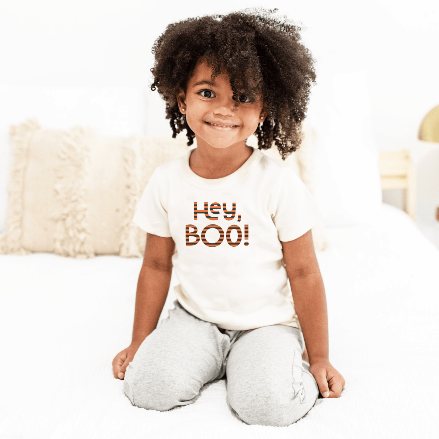 Organic Toddler Halloween Tee - Hey Boo