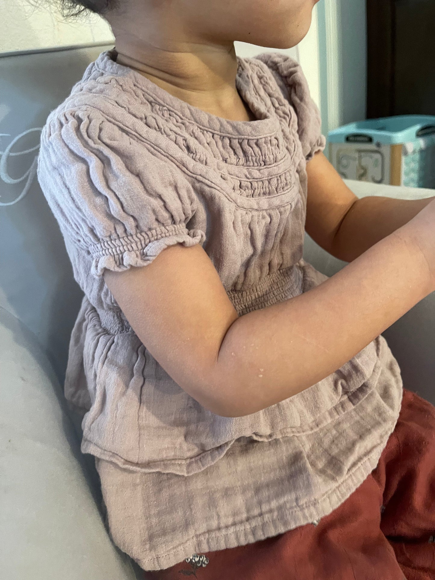 Willow Organic Muslin Layered Top - Raspberry Cream