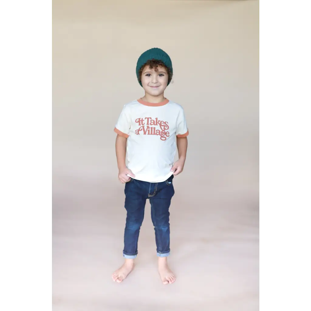 Organic Toddler & Kids Ringer T-Shirt - It Takes a Village