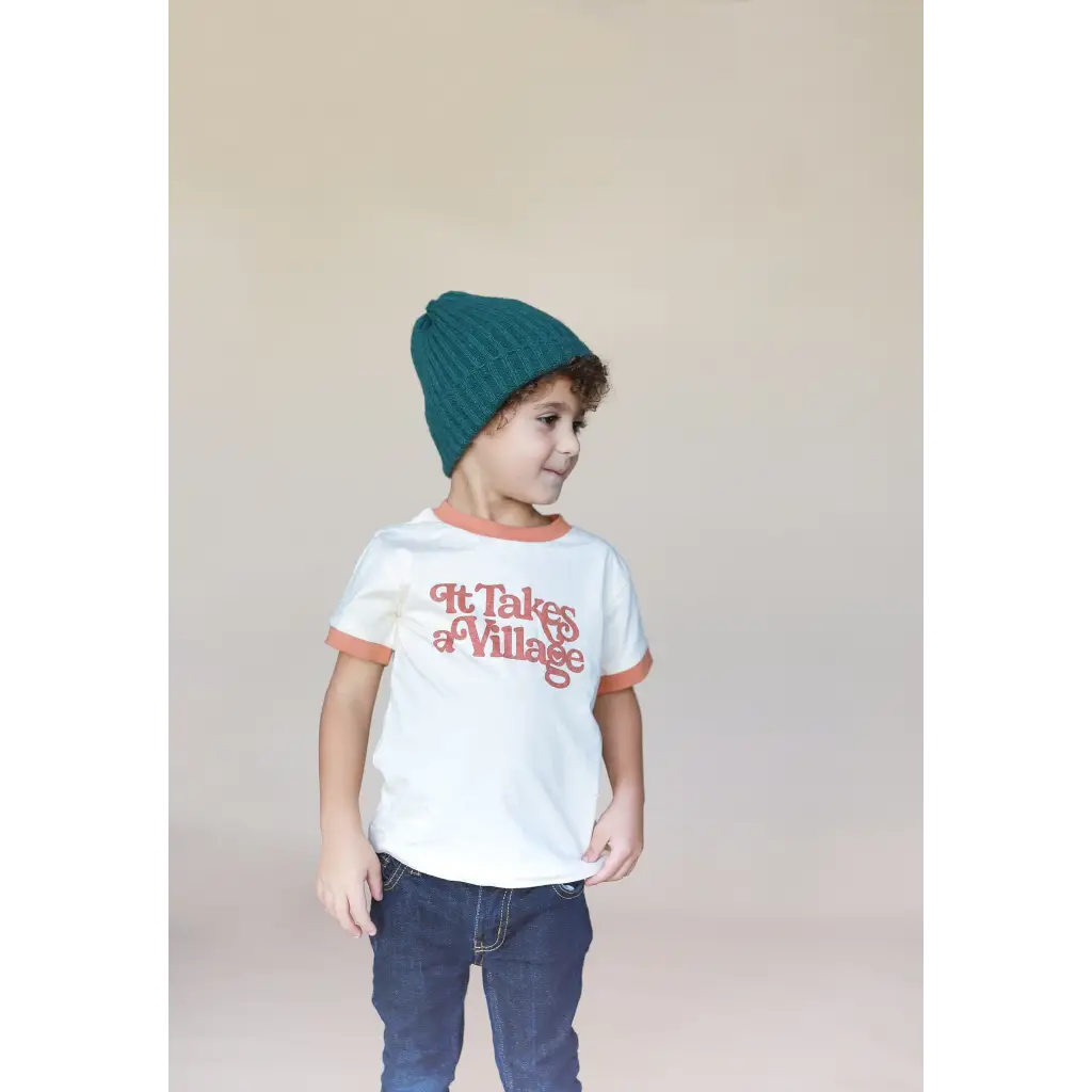 Organic Toddler & Kids Ringer T-Shirt - It Takes a Village