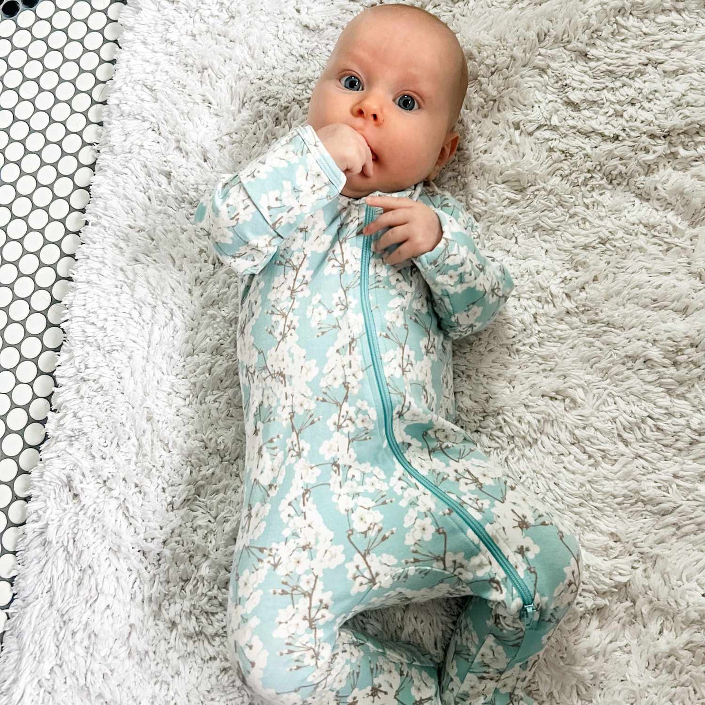 Organic Footed Baby Sleeper - Cherry Blossoms