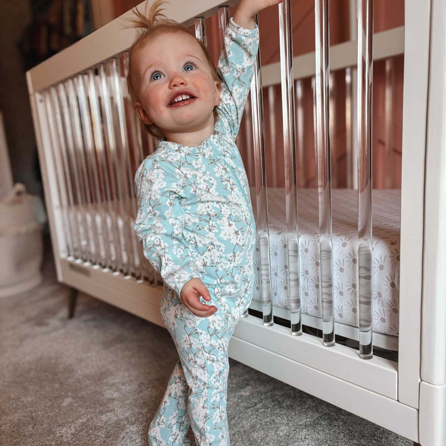 Organic Footed Baby Sleeper - Cherry Blossoms