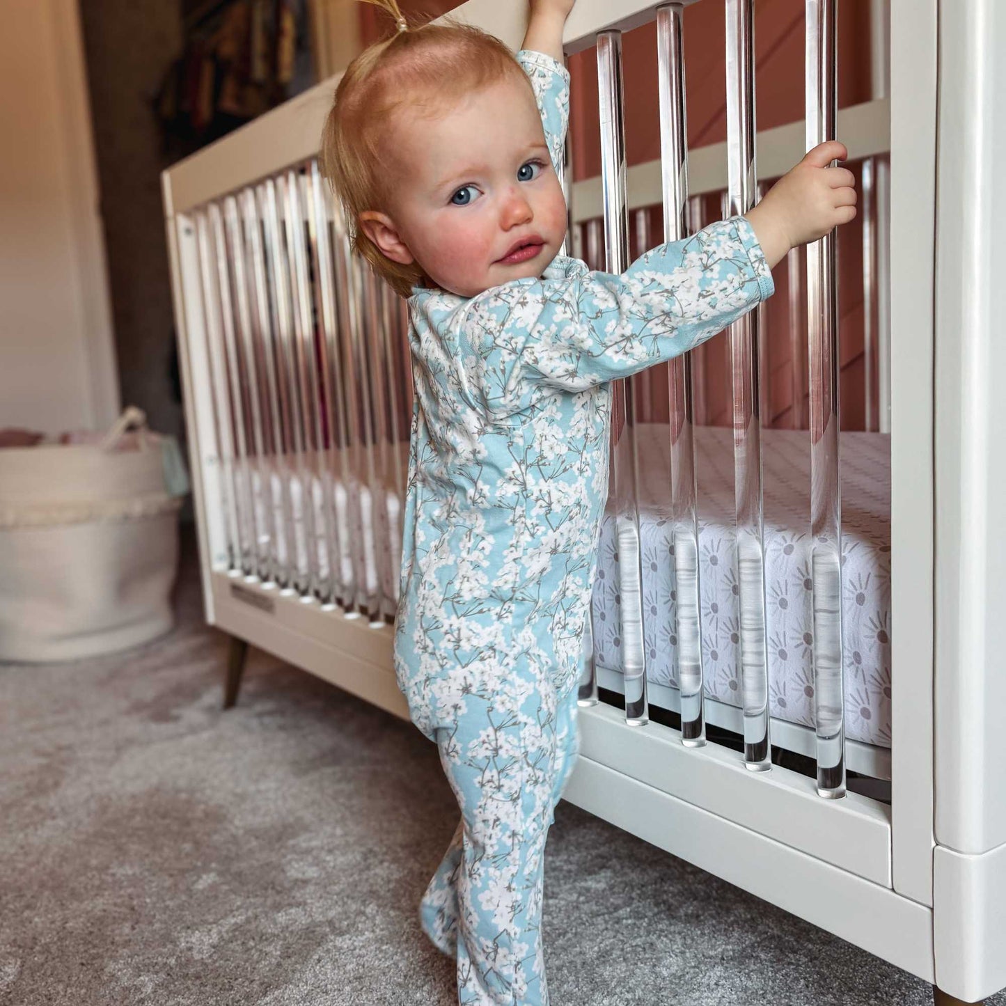 Organic Footed Baby Sleeper - Cherry Blossoms