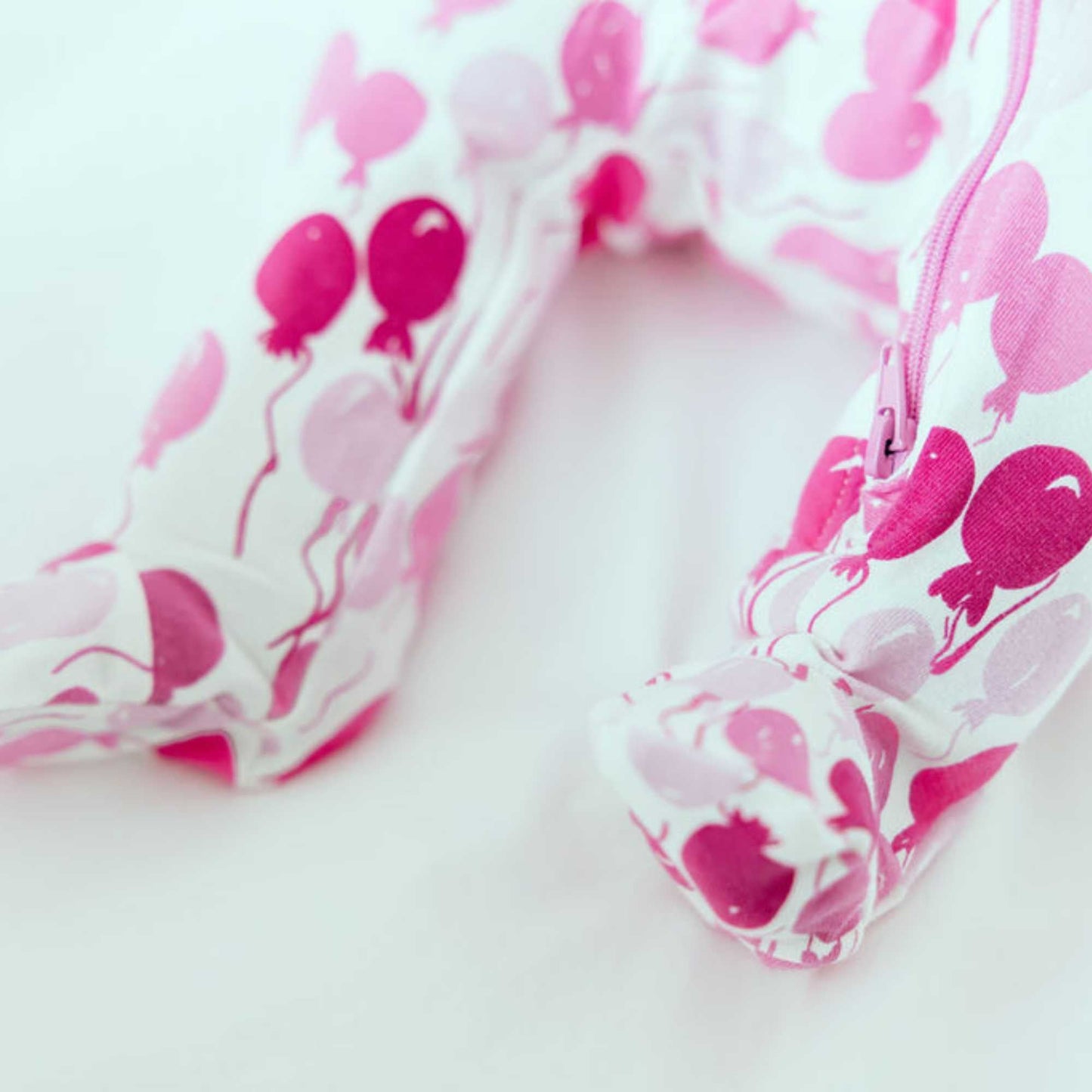 Organic Footed Baby Sleeper - Pink Balloons